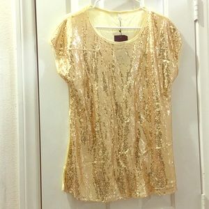 Plus Size Golden Sequin Blouse